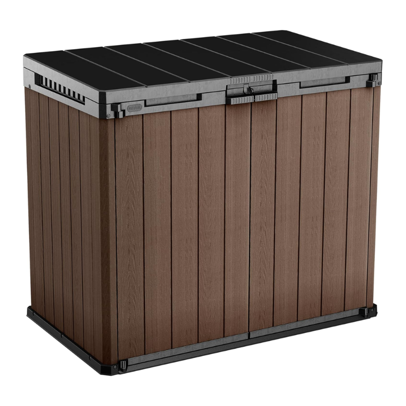 Keter Darwin 1150L Outdoor Storage Box | Brown | Fits 2 Wheelie Bins