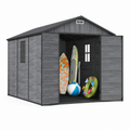 8 x 10 Ft Outdoor Resin Storage Shed with Floor, Lockable Garden Storage for Tools, Bicycles and Outdoor Equipment, Dark Grey