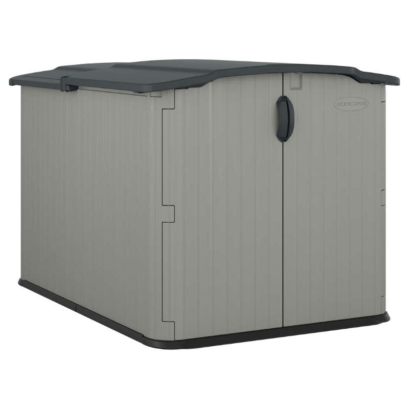 Suncast 138 Cu. Ft. Horizontal Outdoor Storage Shed | Gray Resin | Glidetop Sliding Lid