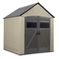 7 x 7 Ft Resin Outdoor Storage Shed with Floor, Weather-Resistant Garden Storage for Lawn Equipment, Bikes and Pool Supplies, Brown