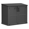 37 Cu. Ft. Outdoor Resin Storage Cabinet with Lockable Doors, Waterproof Horizontal Storage Shed for Patio, Garden & Backyard