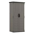 Suncast 22 Cu. Ft. Vertical Outdoor Storage Shed | Stoney Resin | Lockable Double Doors