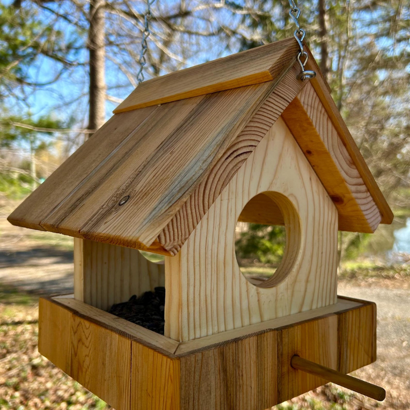 Handmade Wooden Bird Feeder for Outdoor Garden & Backyard Birds