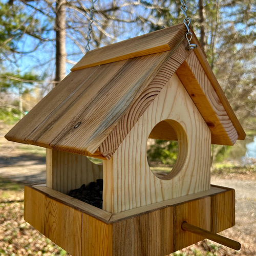Handmade Wooden Bird Feeder for Outdoor Garden & Backyard Birds