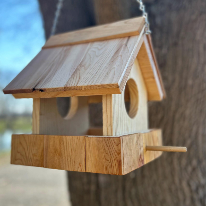 Handmade Wooden Bird Feeder for Outdoor Garden & Backyard Birds
