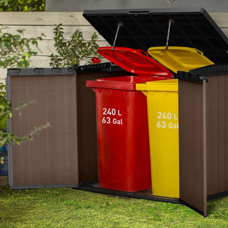Keter Darwin 1150L Outdoor Storage Box | Brown | Fits 2 Wheelie Bins