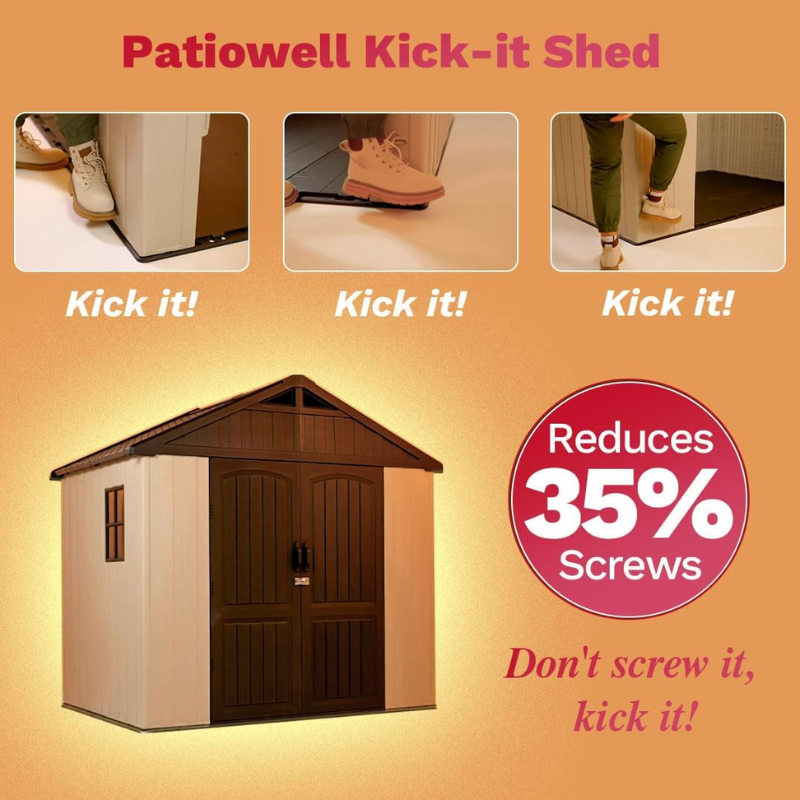 Patiowell 8 x 6 FT Outdoor Plastic Storage Shed
