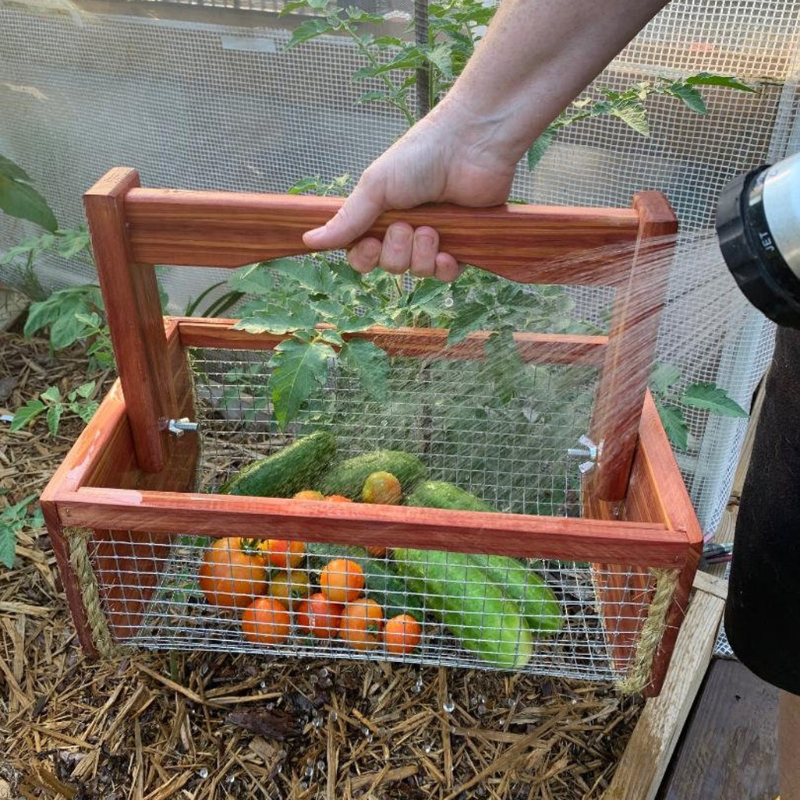 Handmade Cedar Garden Harvest Basket for Vegetables, Flowers & Eggs