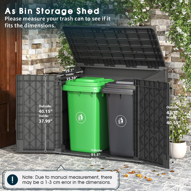 37 Cu. Ft. Outdoor Resin Storage Cabinet with Lockable Doors, Waterproof Horizontal Storage Shed for Patio, Garden & Backyard