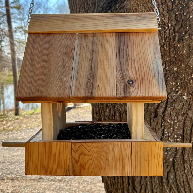 Handmade Wooden Bird Feeder for Outdoor Garden & Backyard Birds