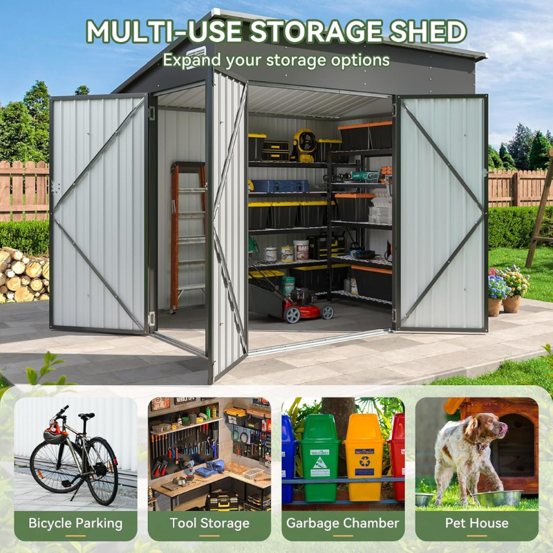 Aoxun 7.5 x 4 FT Metal Outdoor Storage Shed