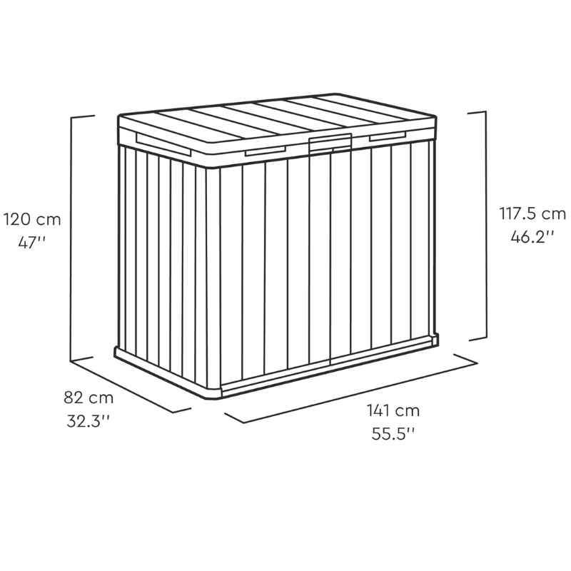 Keter Darwin 1150L Outdoor Storage Box | Brown | Fits 2 Wheelie Bins