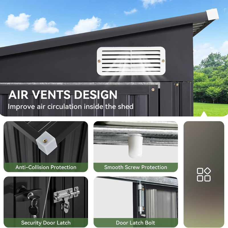Aoxun 7.5 x 4 FT Metal Outdoor Storage Shed