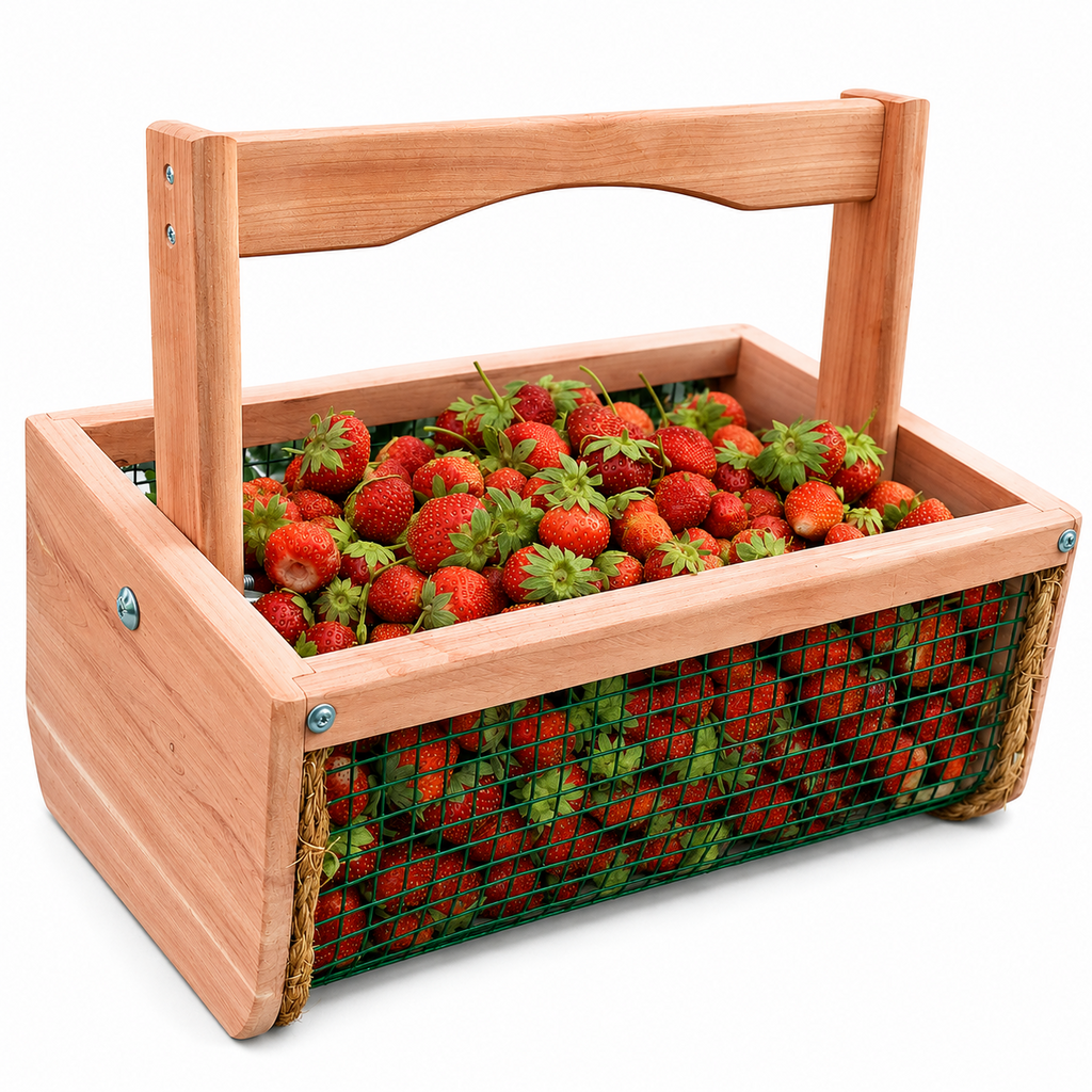Handmade Cedar Garden Harvest Basket for Vegetables, Flowers & Eggs